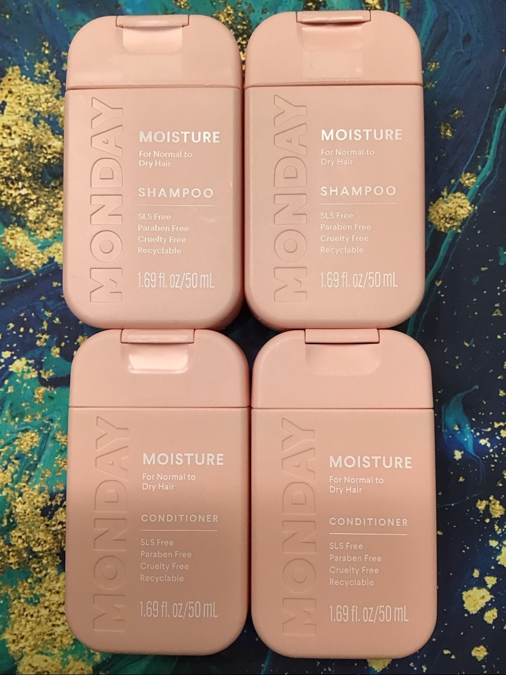 Bundle: MONDAY MOISTURE Shampoo & Conditioner 2 Travel Sets NEW